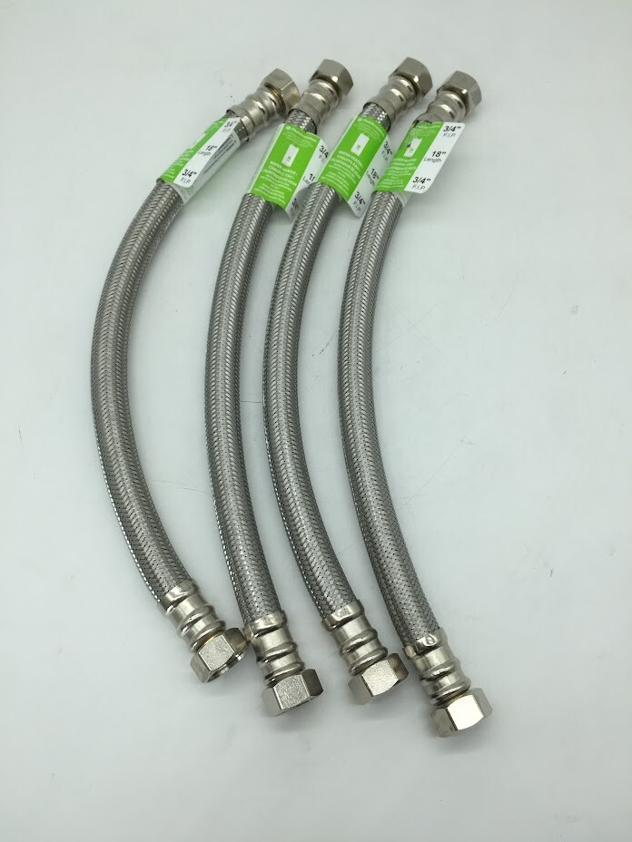 3/4 in. F.I.P. x 3/4 in. F.I.P. x 18 in. L Braided Stainless Heater Connectors