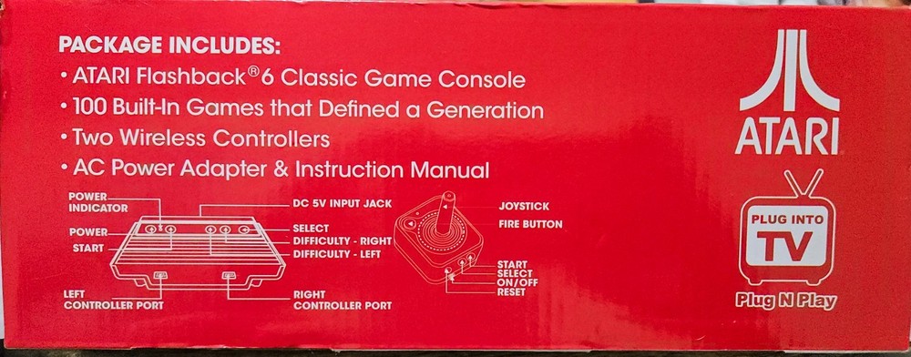 Atari Flashback 6 Classic Game System 100 Built-in Games 2 Wireless Controllers