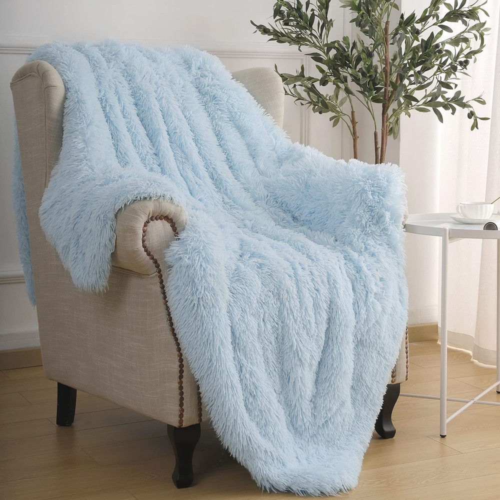 BENRON Light Blue Throw Blankets, Super Soft Full - 60x80", Bubbie