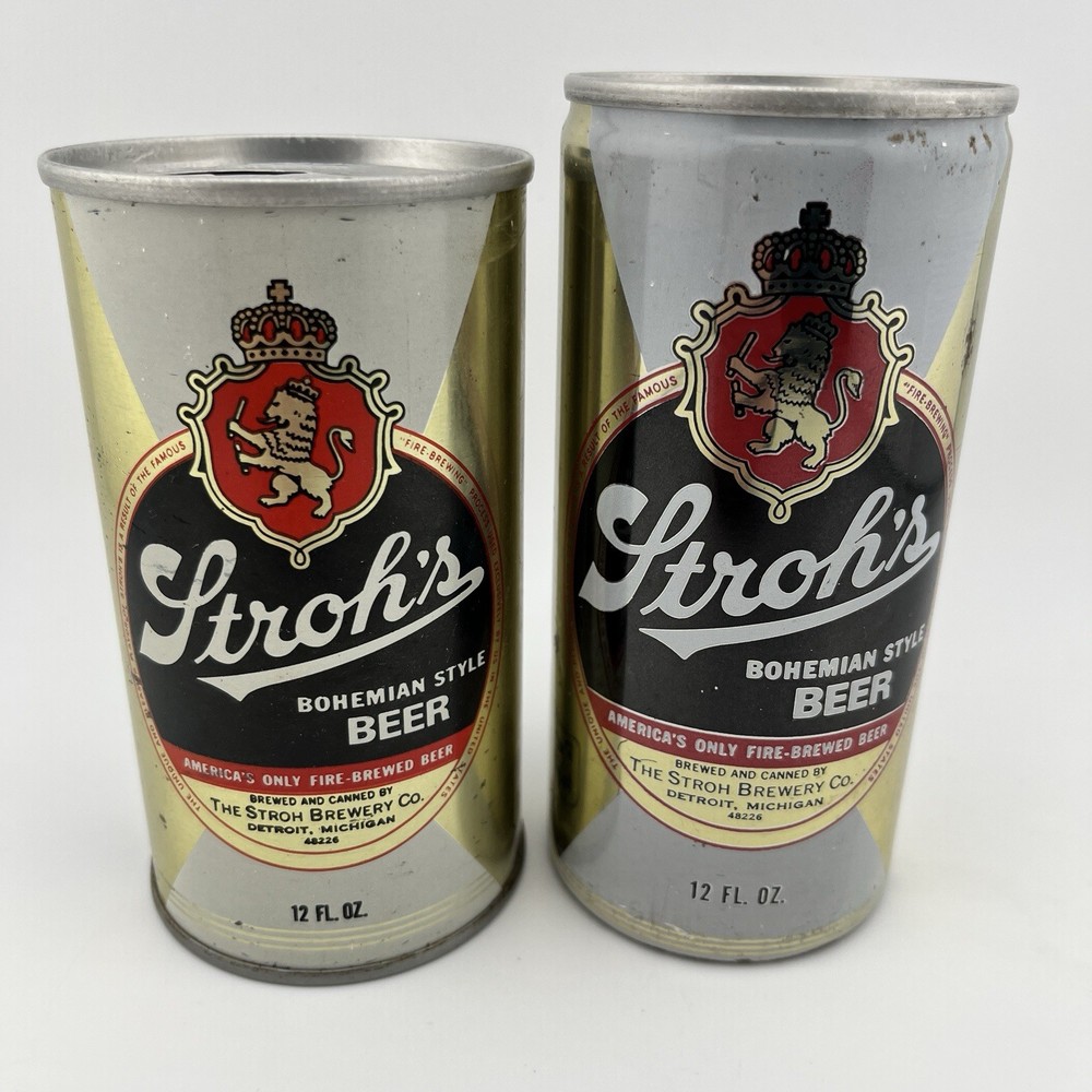 VINTAGE STROH'S BOHEMIAN STYLE PULL- TAB 12 OZ. EMPTY BEER CANS