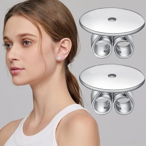 Large Earring Backs Replacement Locking Earring Backs for Studs 925 Sterling