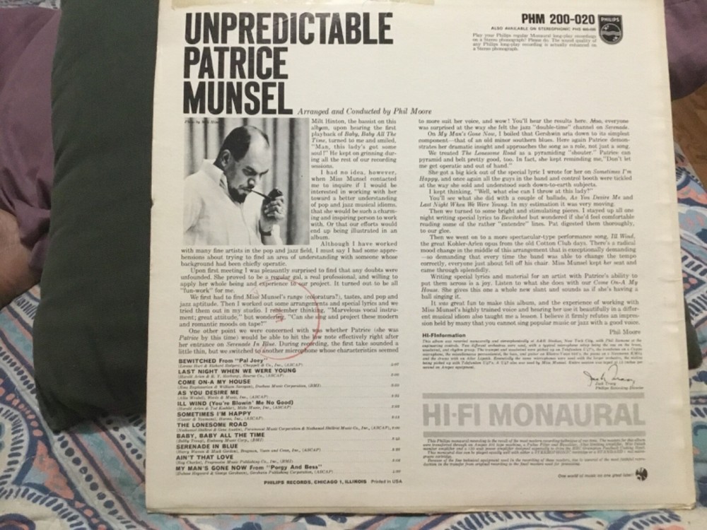 PATRICE MUNSEL SIGNED ALBUM “ UNPREDICTABLE “/DIED 2016
