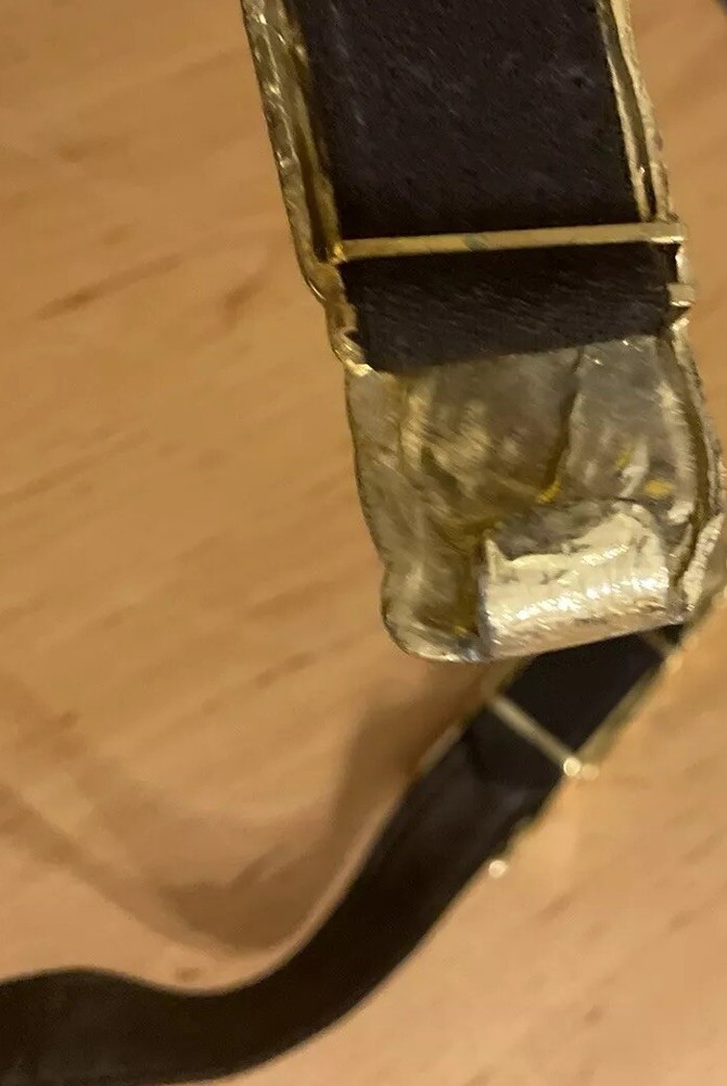 Brutalist Designer Belt Brass Leather 409 Adjustable