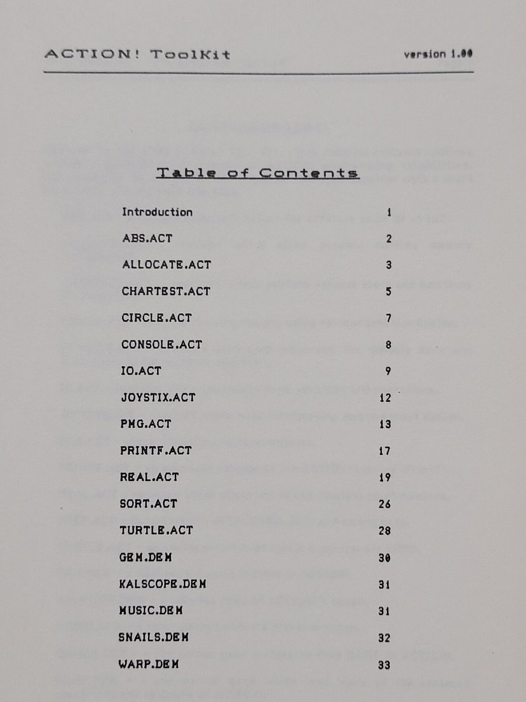 Action Atari 400 800 OSS Programming Language w/ Toolkit Run Time Disk + Manuals