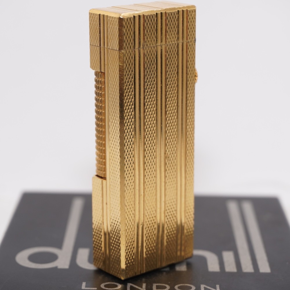 Dunhill Lighter Gold Burley Pattern_Three lines_Ultrasonically cleaned_Working