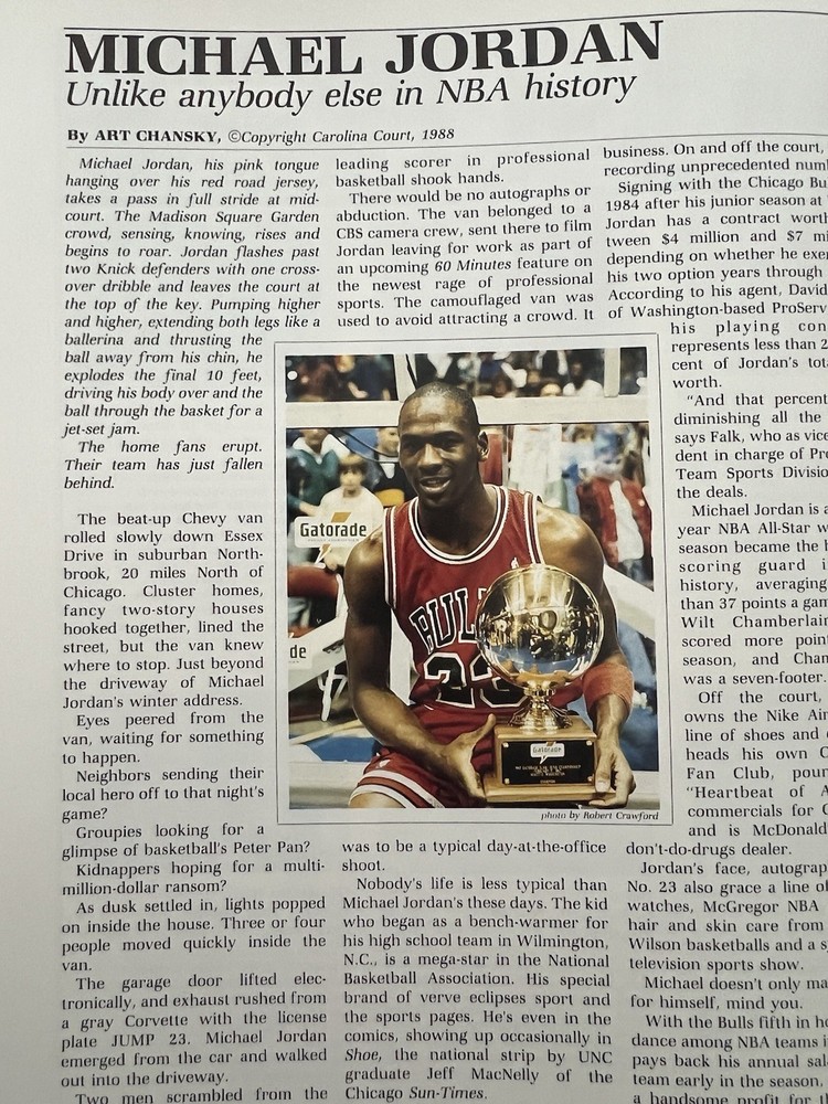 Michael Jordan 1987 NBA Program Two Games Played At Chapel Hill Mint