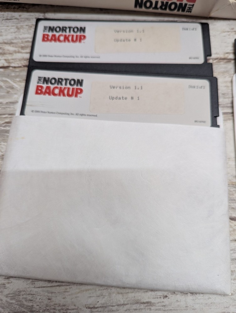 The Norton Backup 5.25" Floppy Discs IBM 1989 PC Computer Program Software