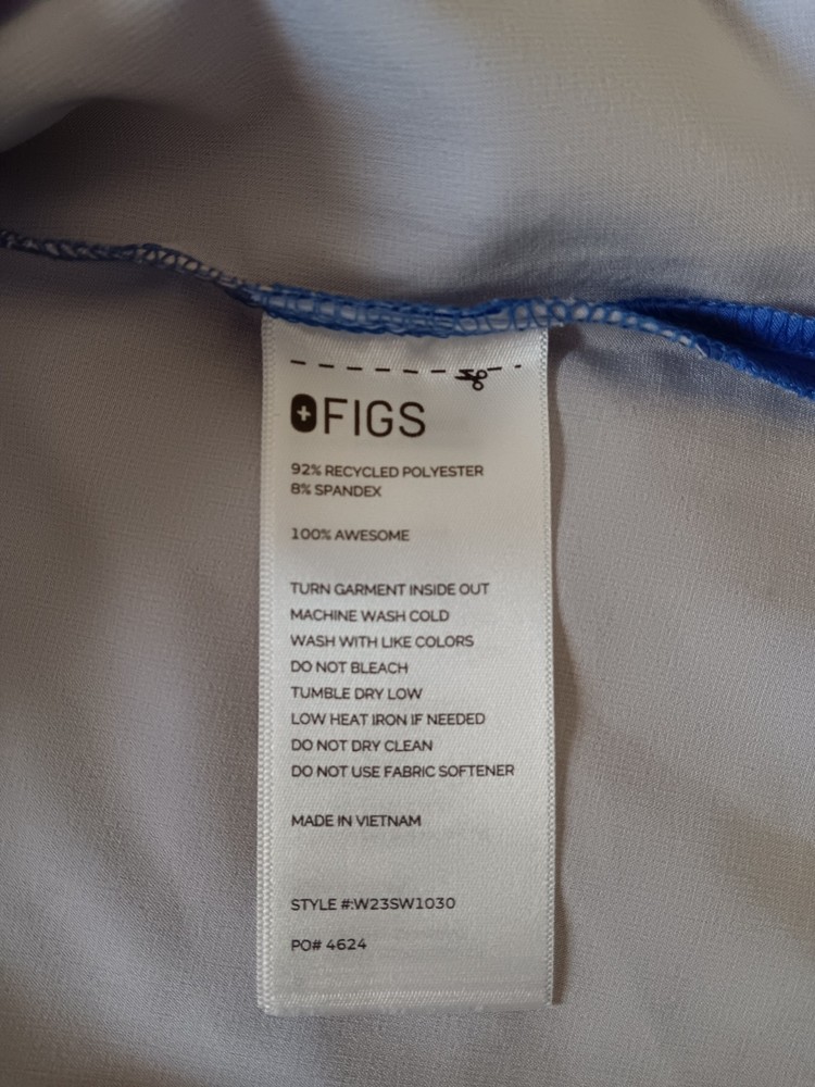 FIGS Women's Technical Collection Blue Teal Solid Medical Scrubs Set Size M