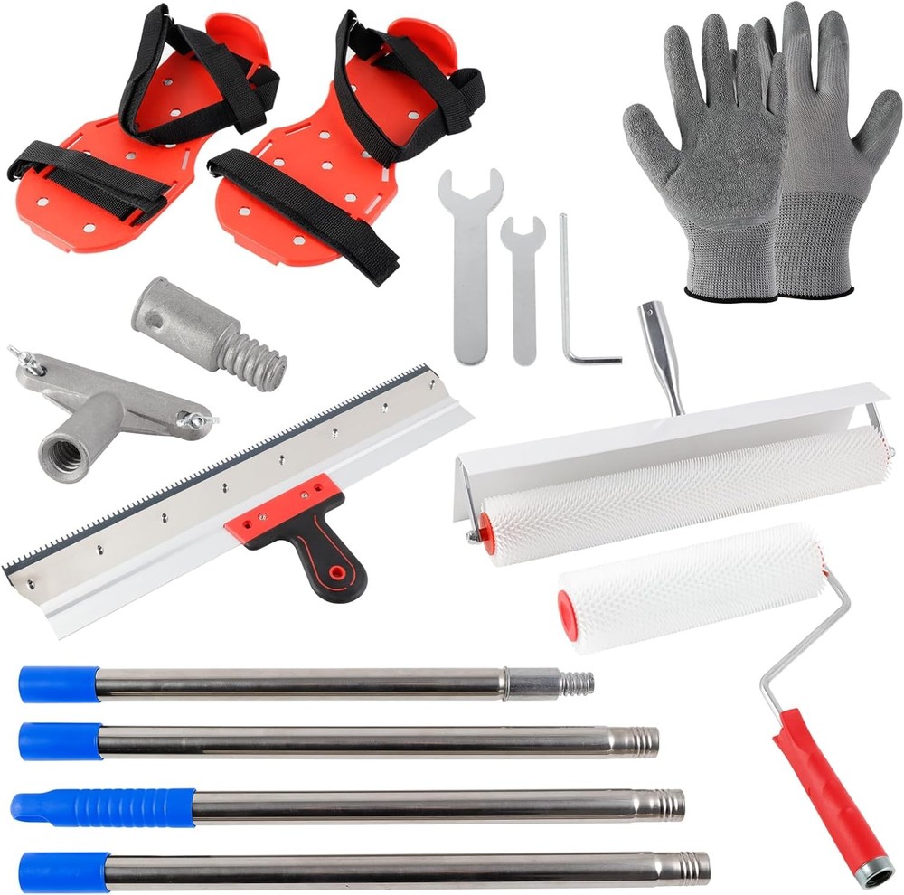 Self-Leveling Epoxy Floor Tool Kit with 20" Spiked Roller, 22" Squeegee, 9" Bubb