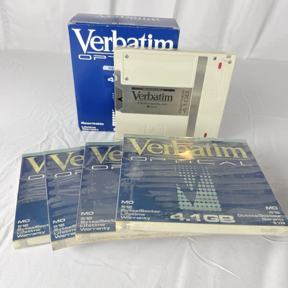 Verbatim Rewritable Optical Disk #92841 4.1GB 5.25" 512 Bytes 5 Pack Opened Read