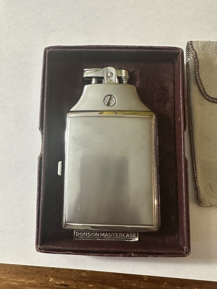 Vintage ®Ronson Mastercase Cigarette Case & Lighter Original Box With Felt case