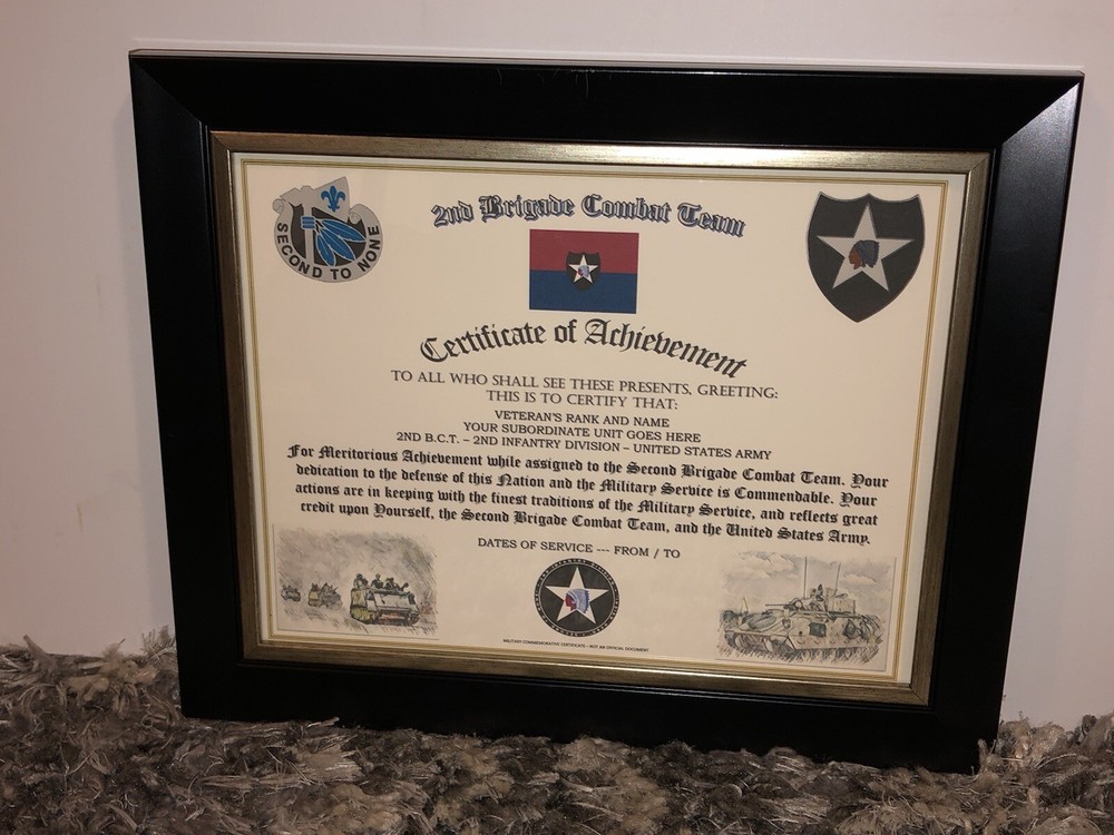 2ND B.C.T. / 2ND INFANTRY DIVISION (COMMEMORATIVE CERTIFICATE)