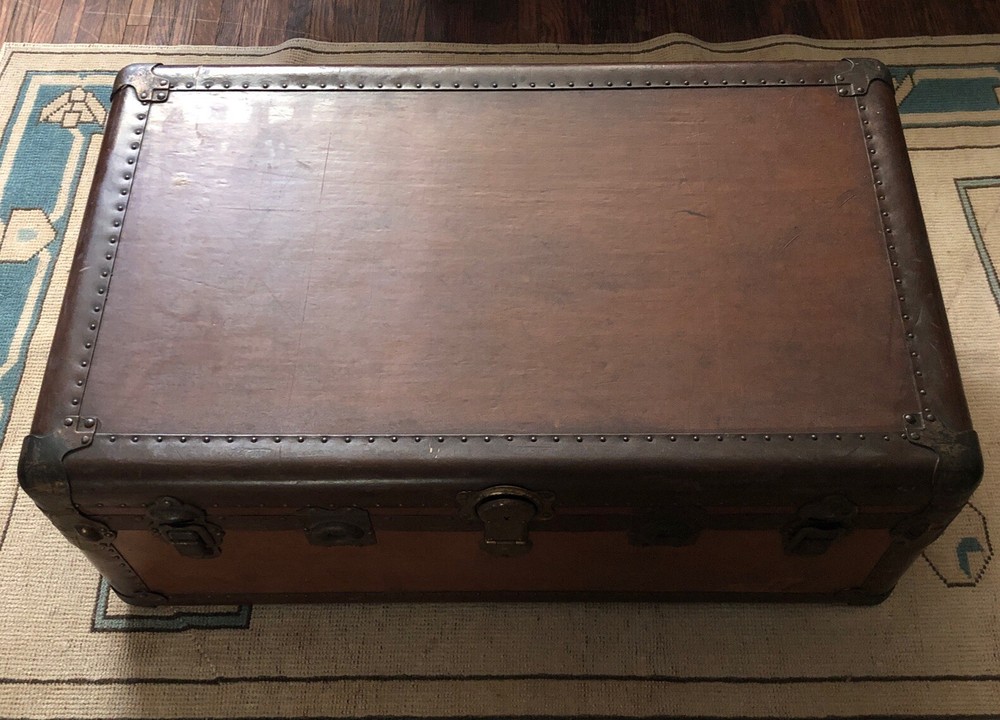 Early 1900s Hartmann Brown Gibraltarized  Steamer Wardrobe Trunk