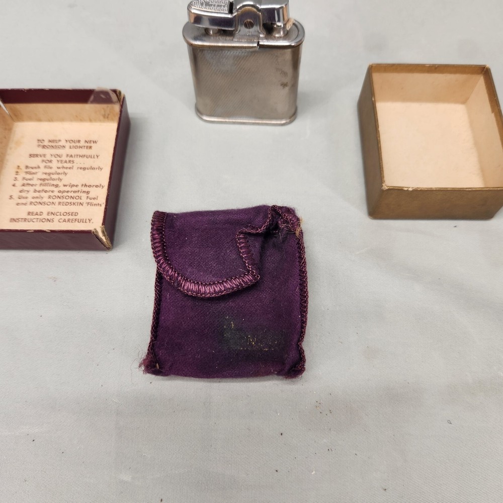 Vintage Ronson Whirlwind Lighter Silver Tone With Box