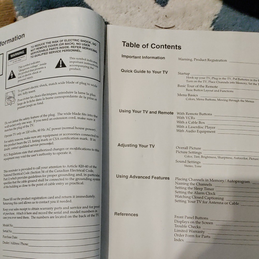 Color Tv RCA Users Guide 1994 & Connection Guide 1994