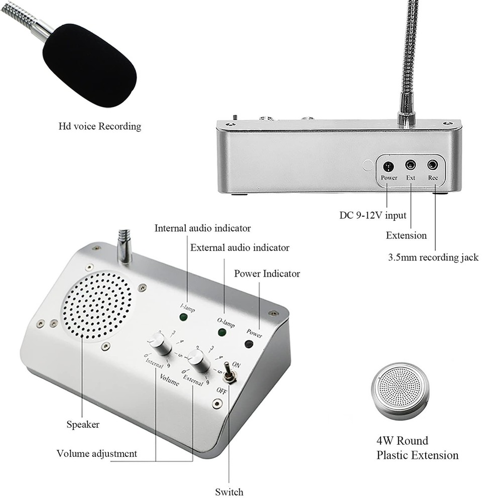 Window Speaker System, Dual Way Window Microphone Intercom Speaker, Intercom ...