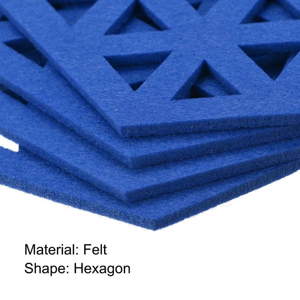 Felt Coasters 4pcs Hexagonal Tampons Coasters Blue