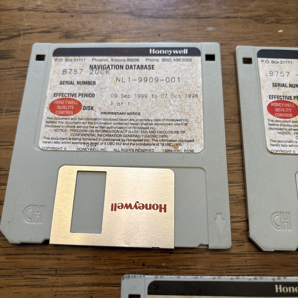 THREE BOEING 757 Honeywell Navigation Database Software FLOPPY DISKS 1999 EX FS
