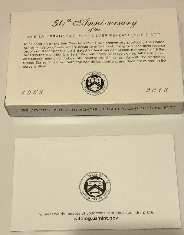 SAN FRANCISCO MINT  2018 SILVER REVERSE PROOF SET Replacement Box COA No Coins