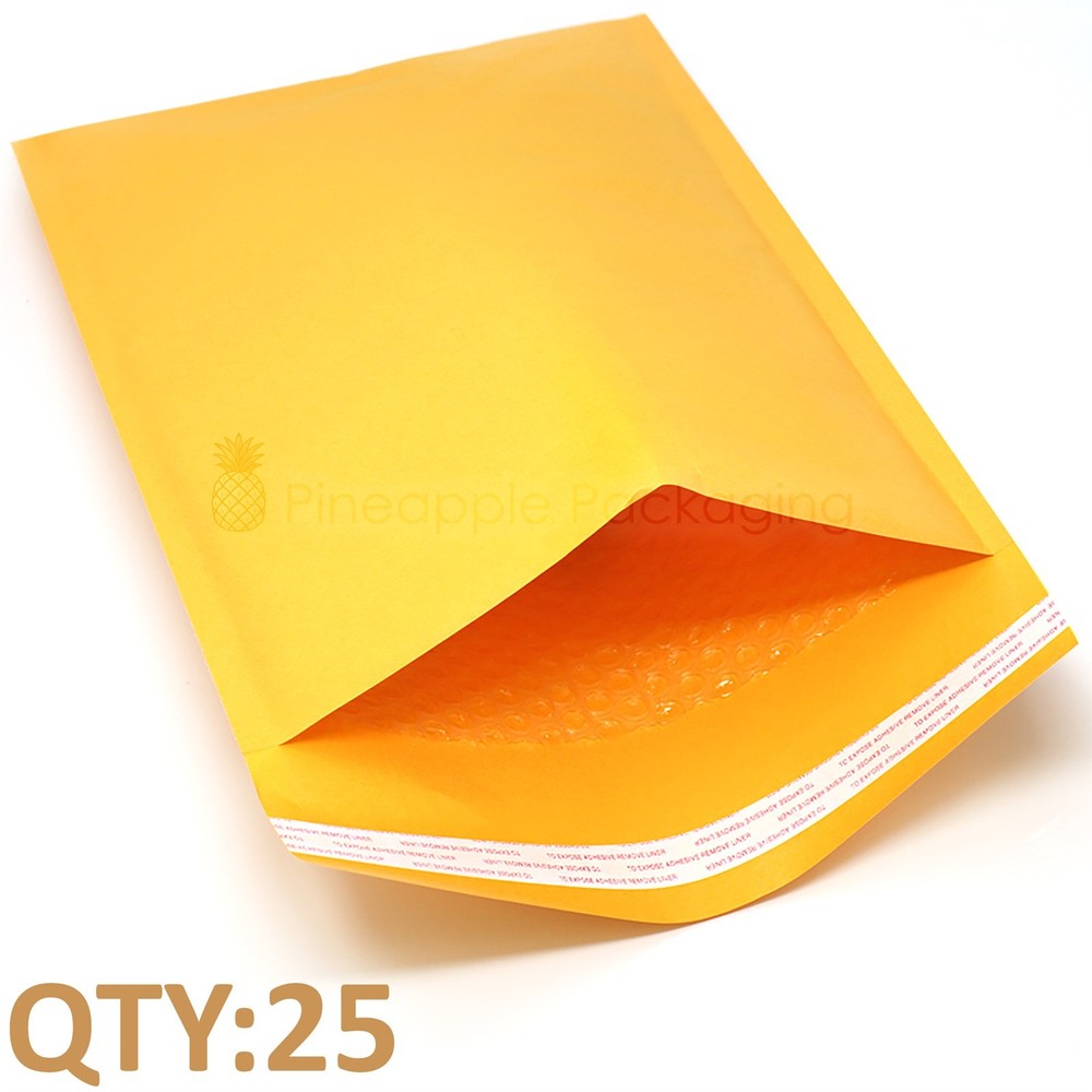 25 #00 5x10 Kraft Paper Bubble Mailer Padded Envelopes For Shipping 5"x10"