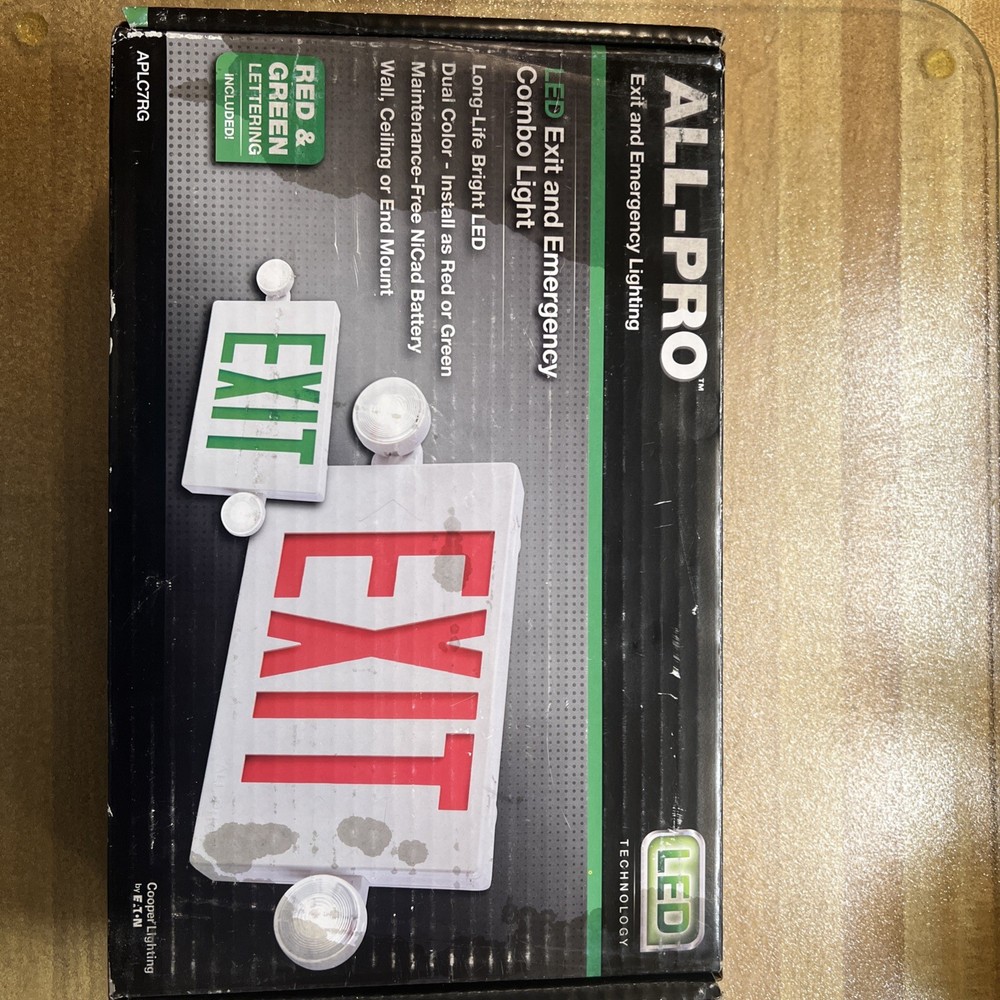 NEW - Exit Emergency Light Hardwired Exit Sign LED Light 2 Color ALL-PRO