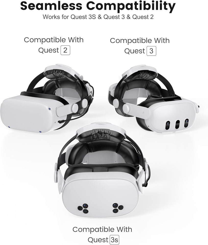 for Meta Quest 3S/Quest 2/Quest 3 Head Strap, Double Knobs Adjustable Elite Stra