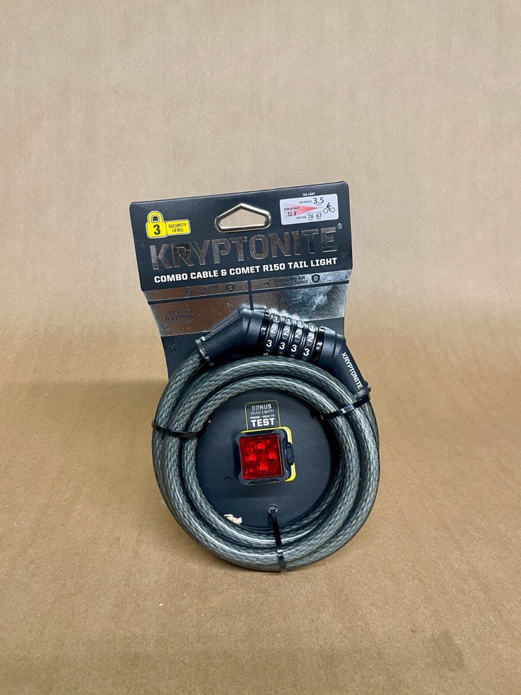 Kryptonite Combo Cable & Comet R150 Tail Light Combination Lock City Commuter
