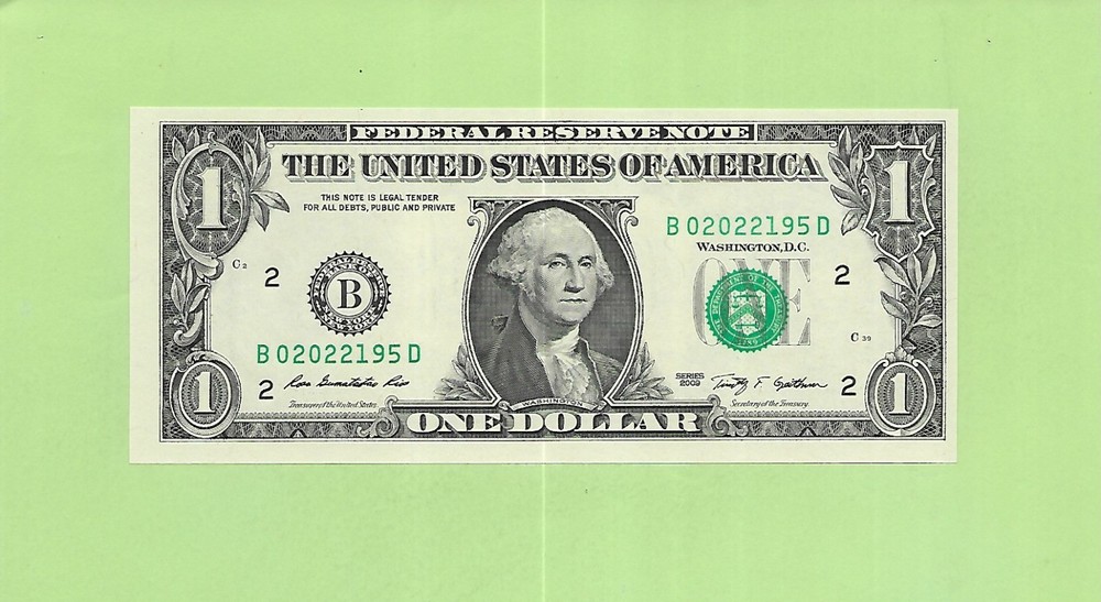 2009 ..UNCIRC $1  B 0202 2195 D  .... 2009 $1  B-D      NICE NOTE          FRN