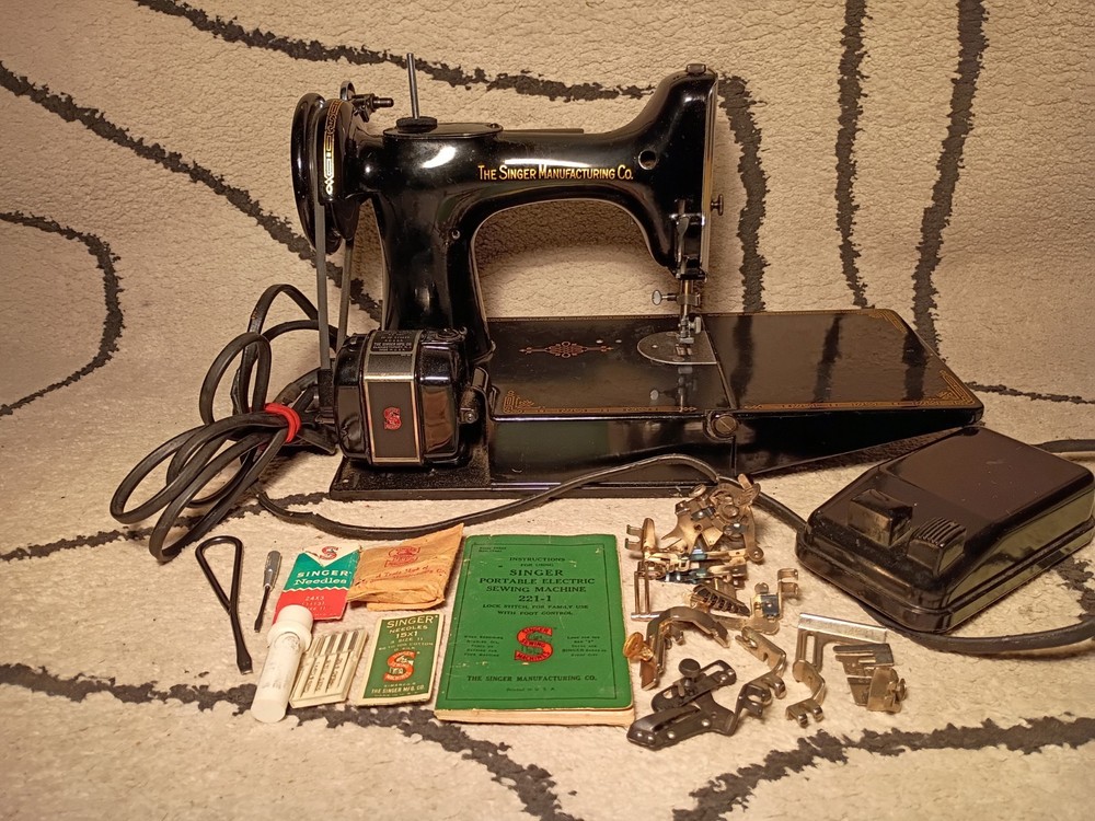 1952 singer featherweight sewing machine.