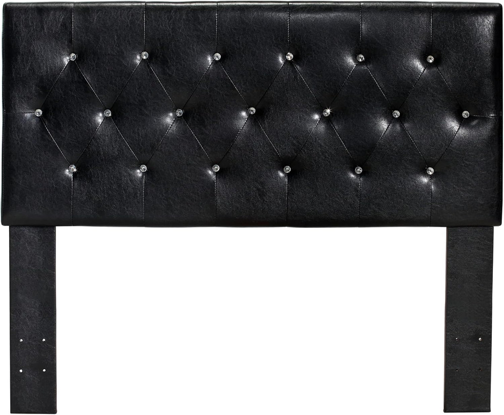Quinn Black Leatherette Padded Headboard with Conversion Mounting System