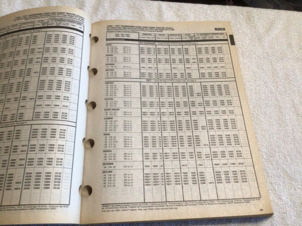 Vintage Stant Caps & Thermostat Catalog. Dated 1999