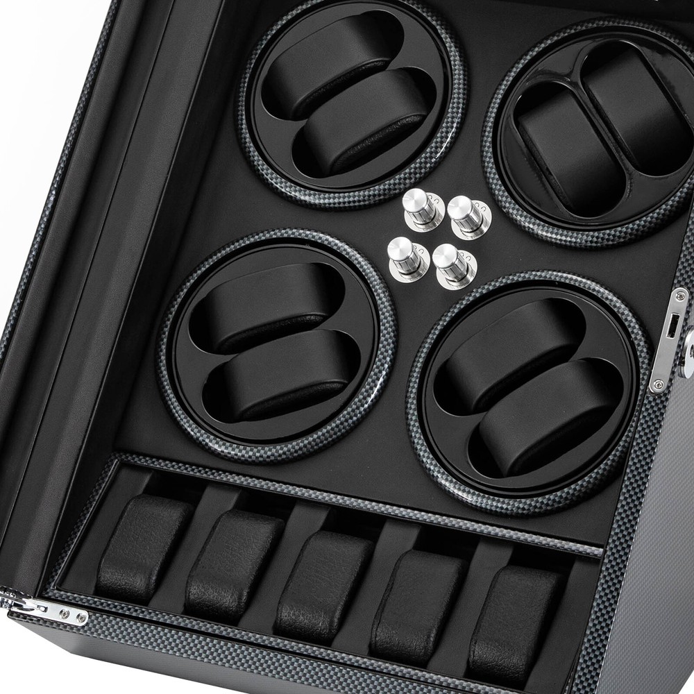 8+5 LED Light Automatic Watch Winder Box Watch Display Storage Case Winder Box