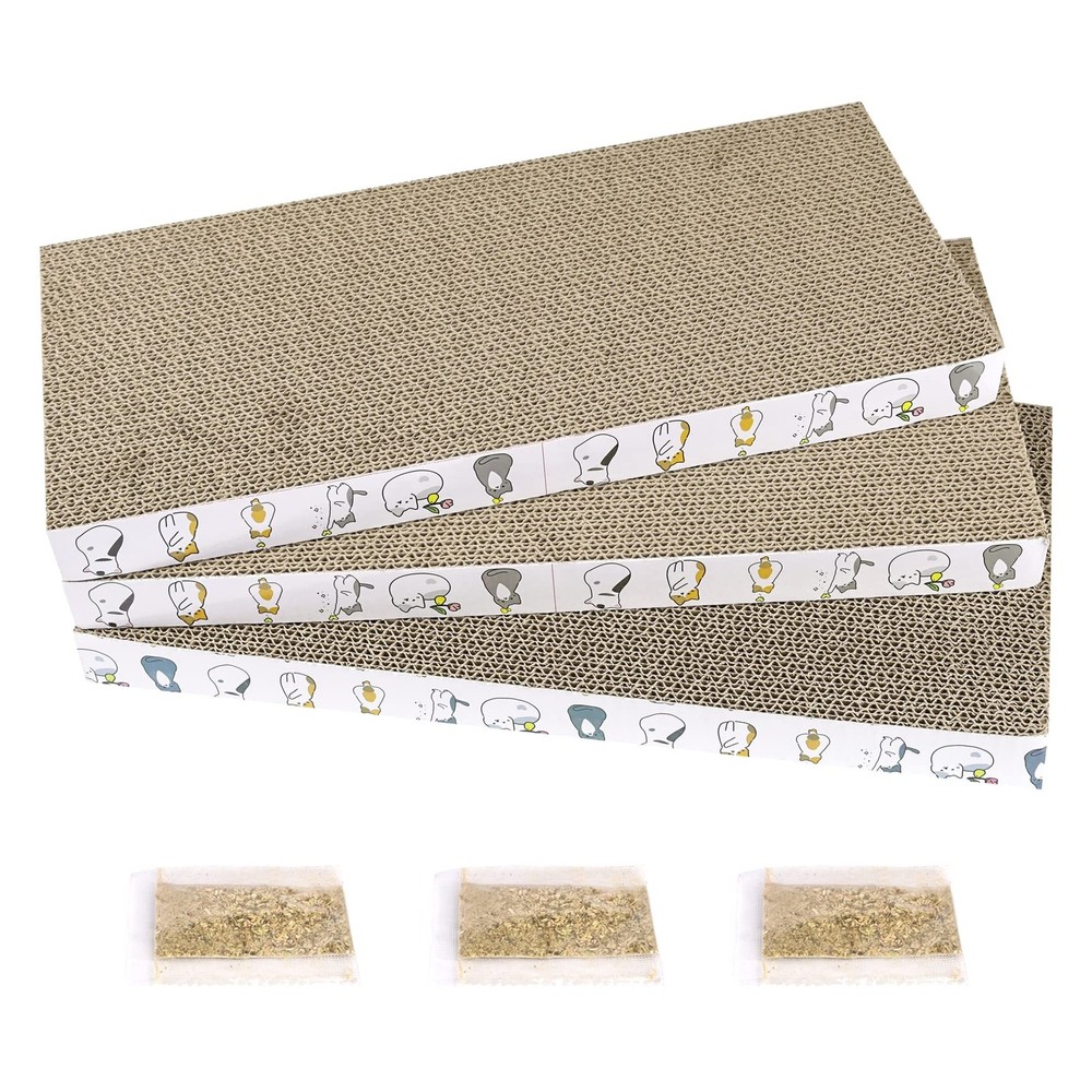 Cat Scratcher Cardboard 3 PCS Reversible Scratch Pad Durable Texture Design