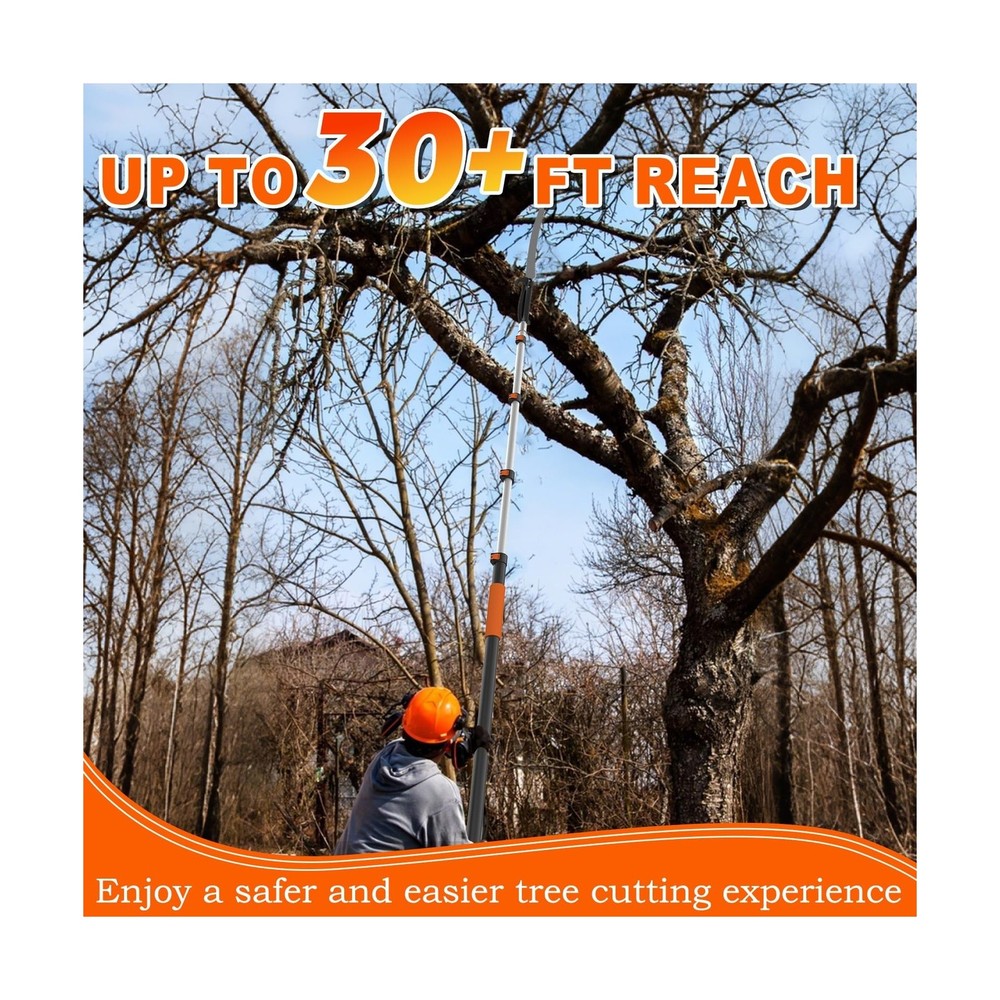 36FT Reach Pole Saw for Tree Trimming, Telescoping Tree Pruner Extendable wit...