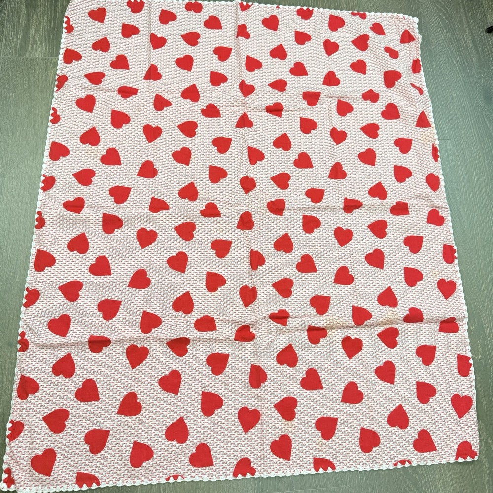 Handmade Red & White Lightweight Blanket Hearts