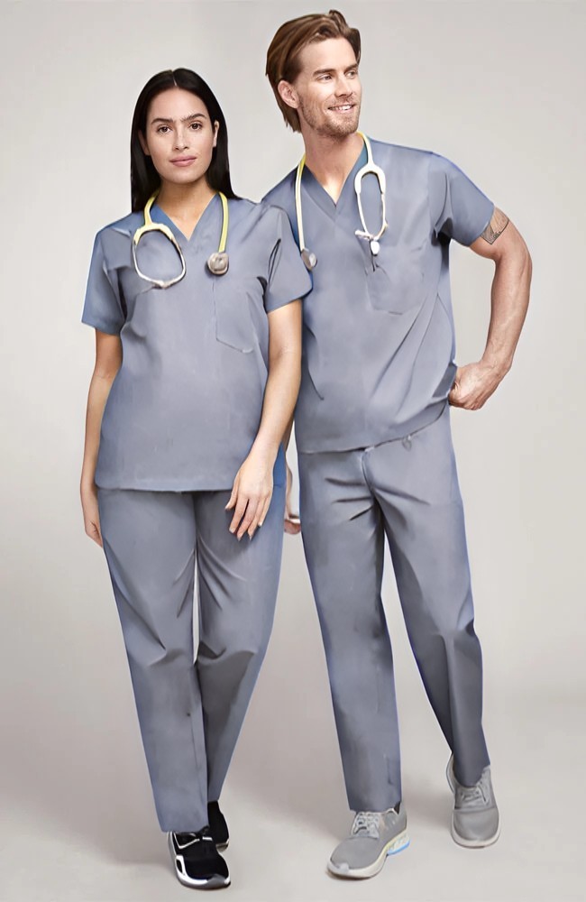 Unisex Scrub Set - V-neck Top & Drawstring Pants Scrub Set