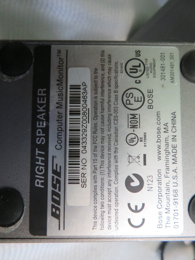 Bose Computer MusicMonitor Computer Speakers Desktop PC Silver Bose no Remote!