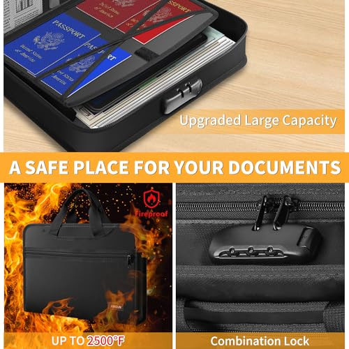 Accordion File Organizer with Lock,Multi-Pockets Fireproof Document Organizer