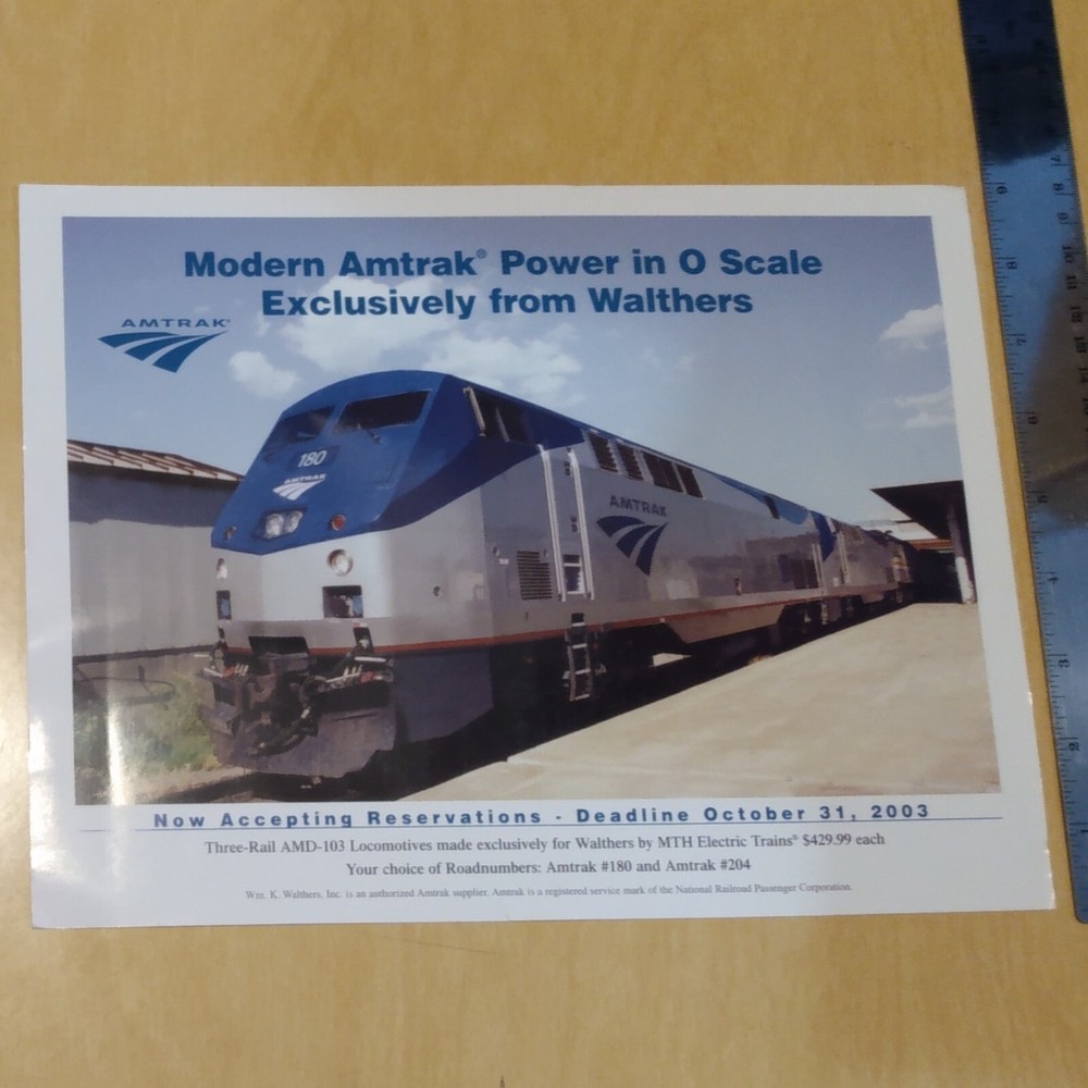 Walther's Amtrak AMD-103 O-scale advertisement 2003 2004 NRPC