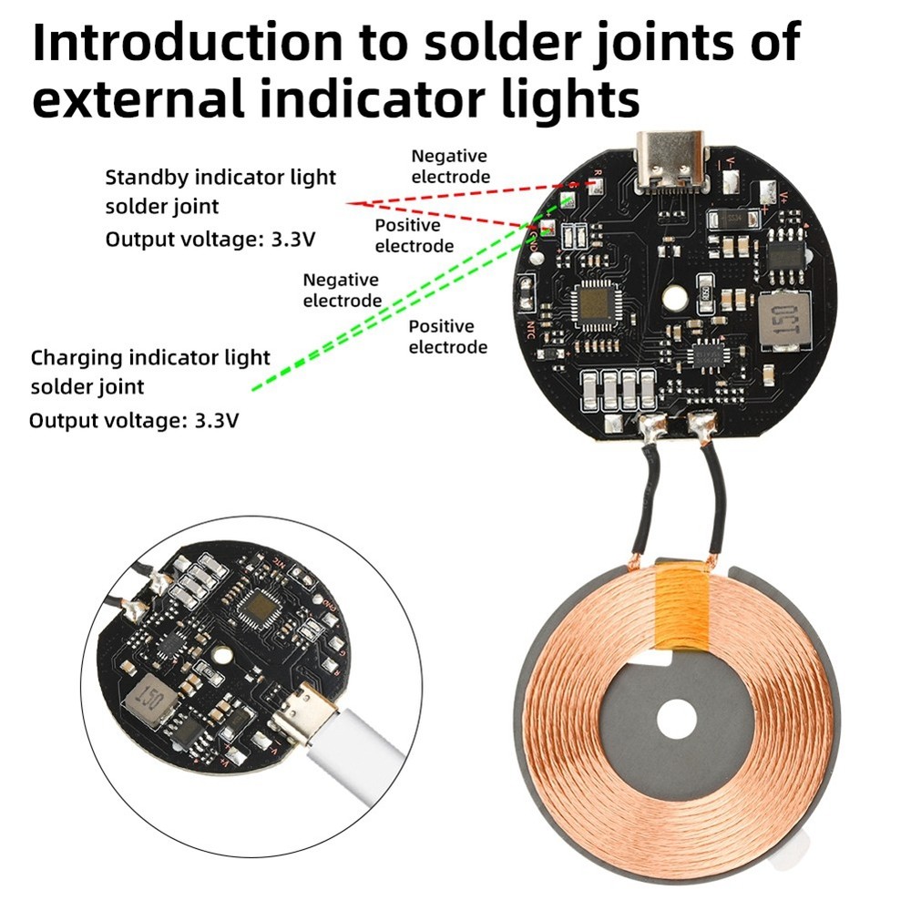 20W Wireless Charging Transmitter Module, 12V/24V, Type C, Fast Charging Board, 4352