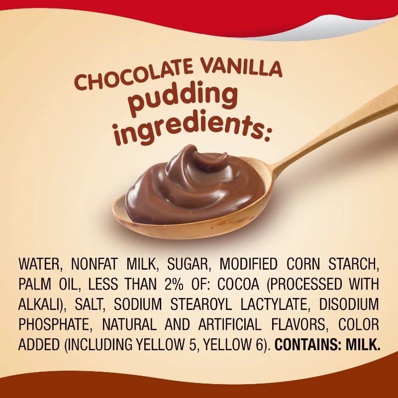 (4 pack) Snack Pack Chocolate Vanilla Flavored Pudding, 6 Count Pudding Cups