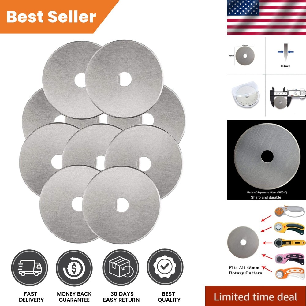 Ultra-Durable 10-Pack 45mm Rotary Cutter Replacement Blades - Precision Cutting