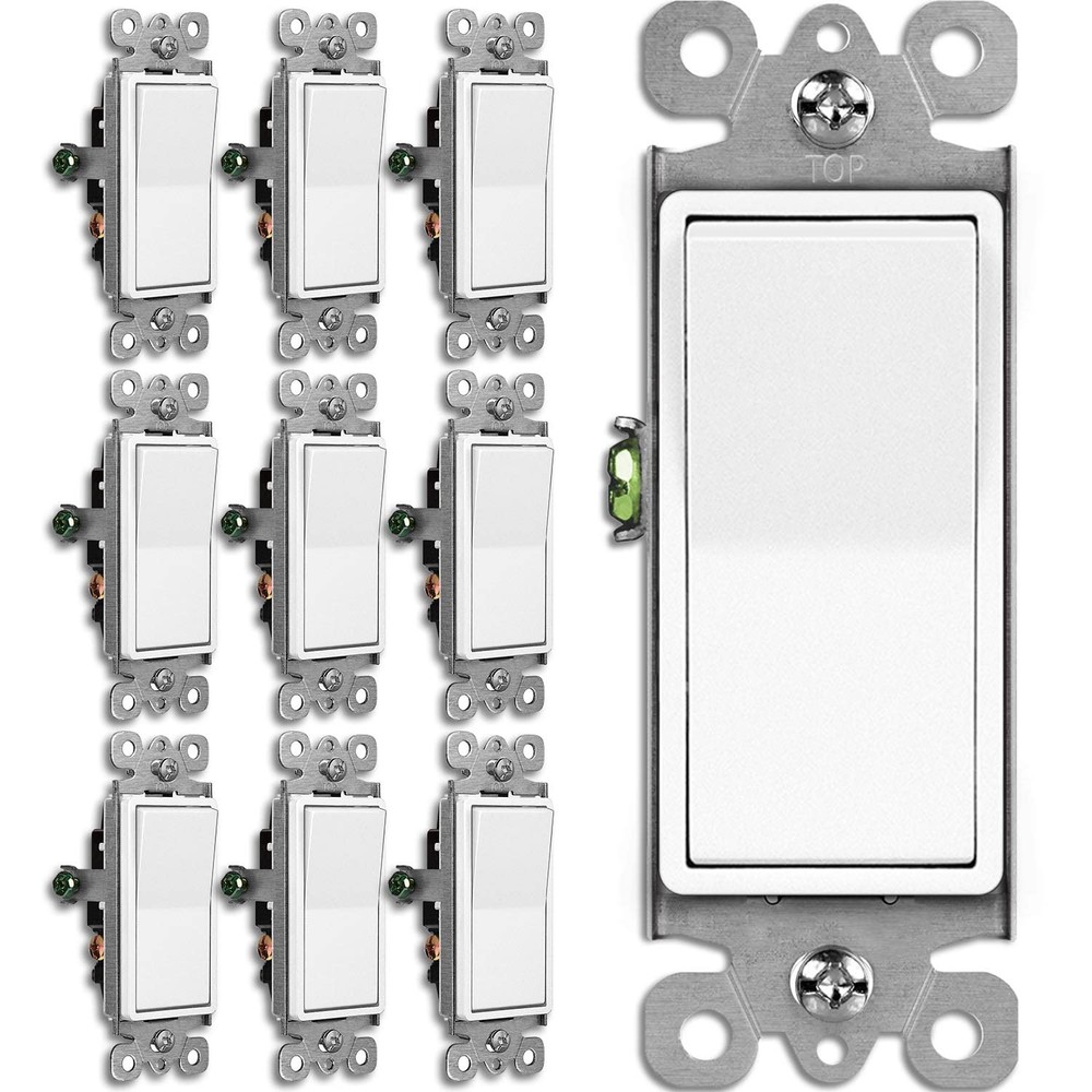 10 Pack 3-Way Decorator Light Switch, 15A 120/277V, Single Pole or Three Way