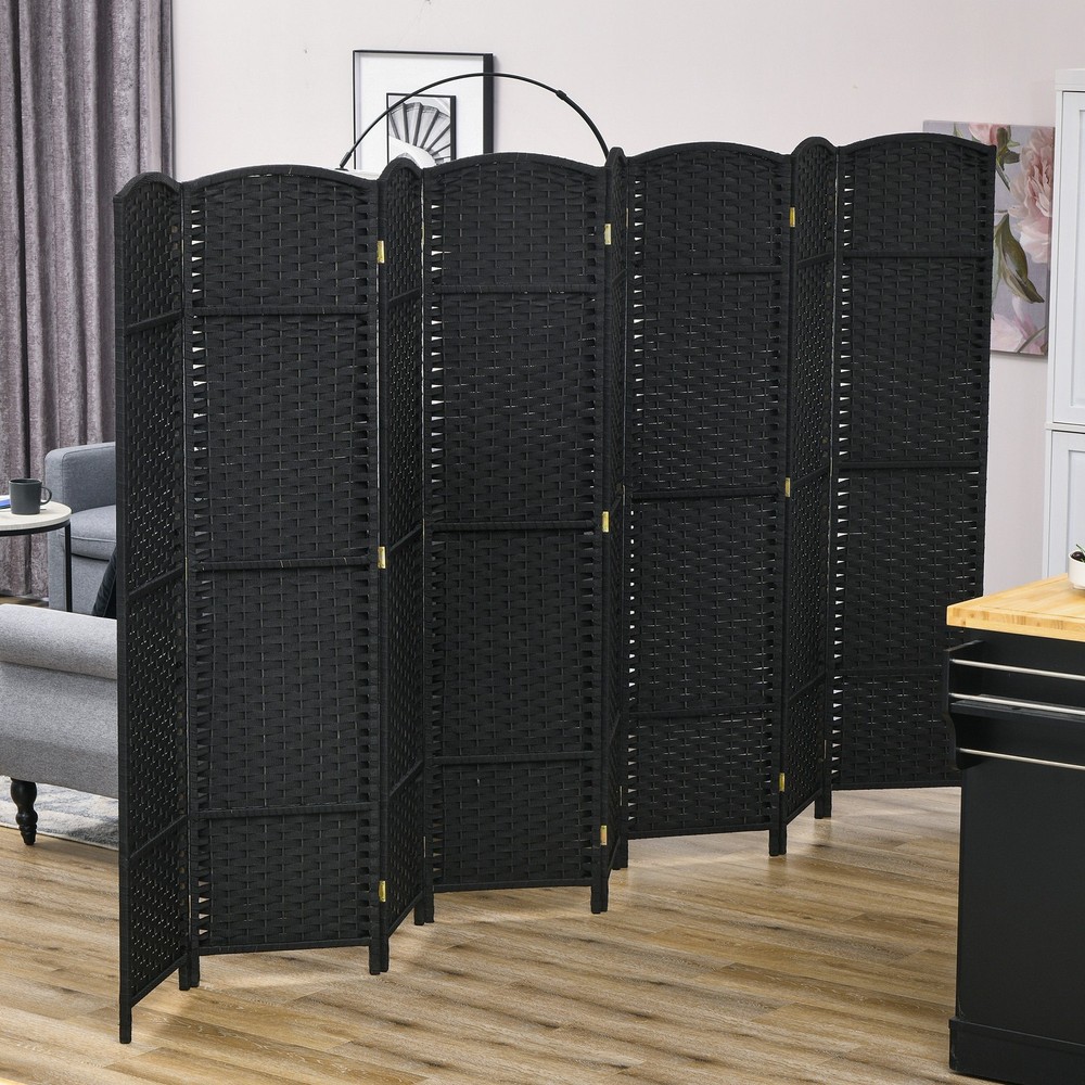 8 Panel Room Divider Freestanding Folding Privacy Screen Black