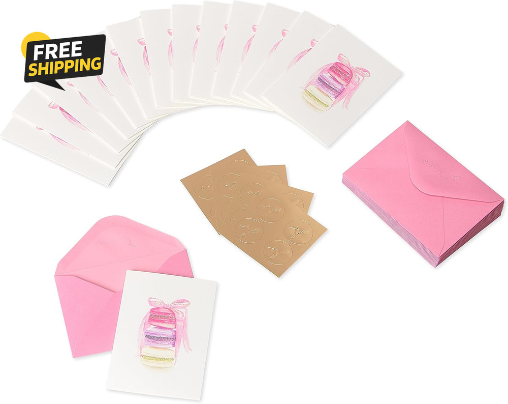 Blank Cards with Envelopes, Stack of Macarons (14-Count)
