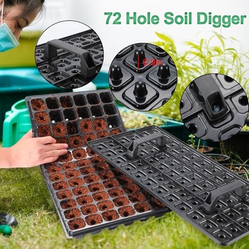 (20Pack) 10 Pack Nursery Starting with 72-Cell Seed Starter Trays with Dibber
