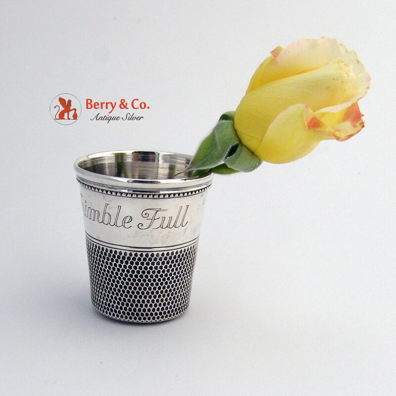 Only a Thimble Full Shot Cup Sterling Silver Thomae 1940 No Monograms