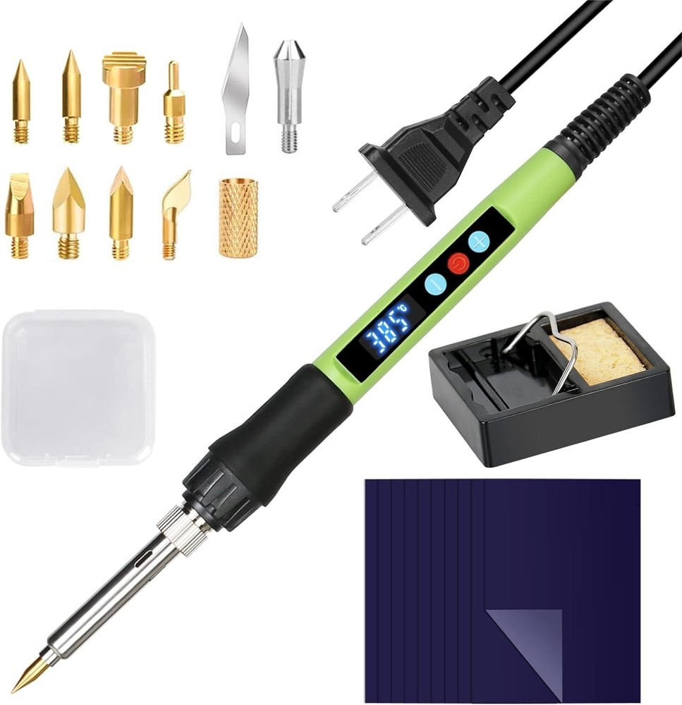 Wood Burning Pen Tool - Adjustable Temp Switch, LED Display, Multifunctional Kit