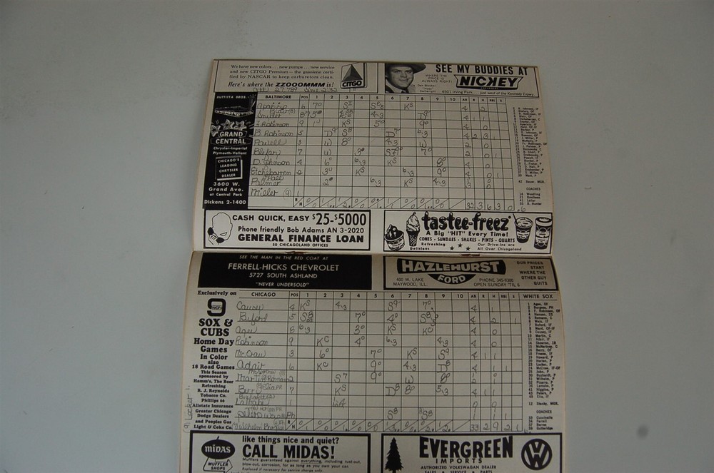 Group of 2 1966 Chicago White Sox Baseball Programs - Yankees, Orioles