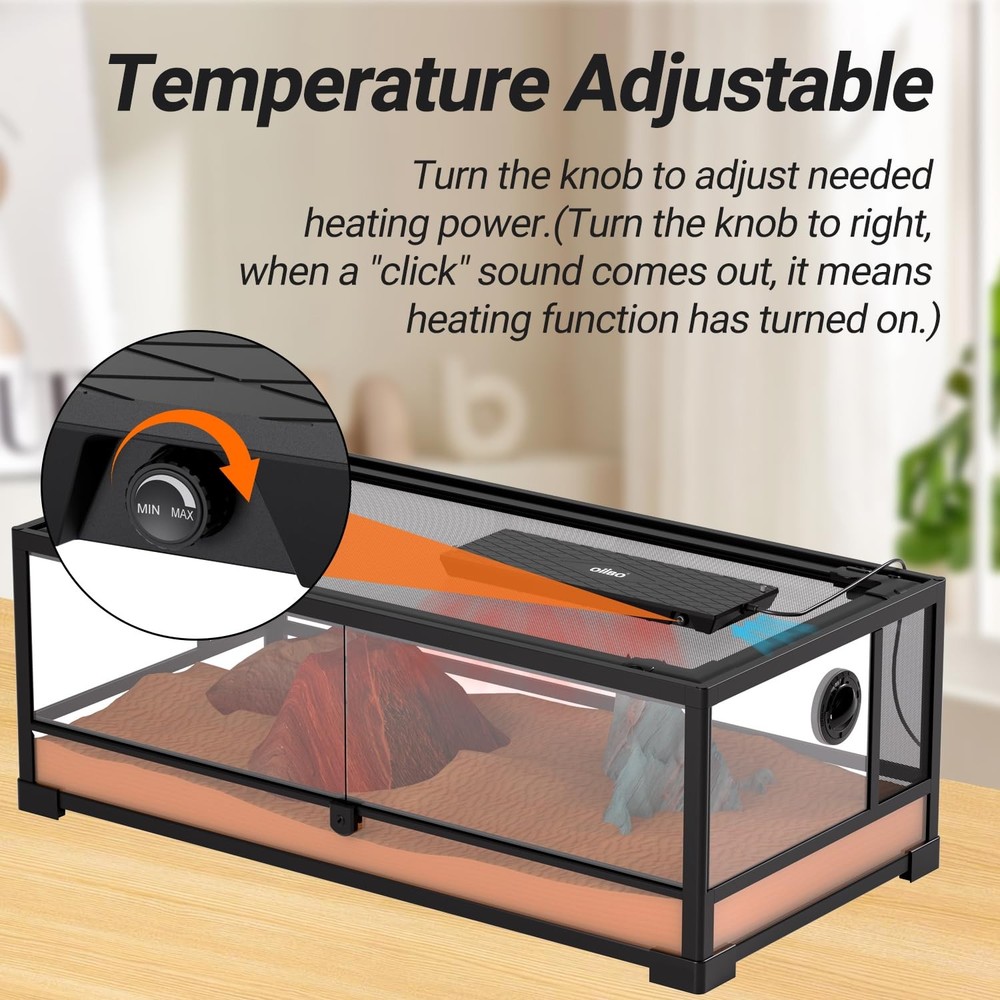 Oiibo Reptile Heat Panel Adjustable Temperature 60W Heater for Black